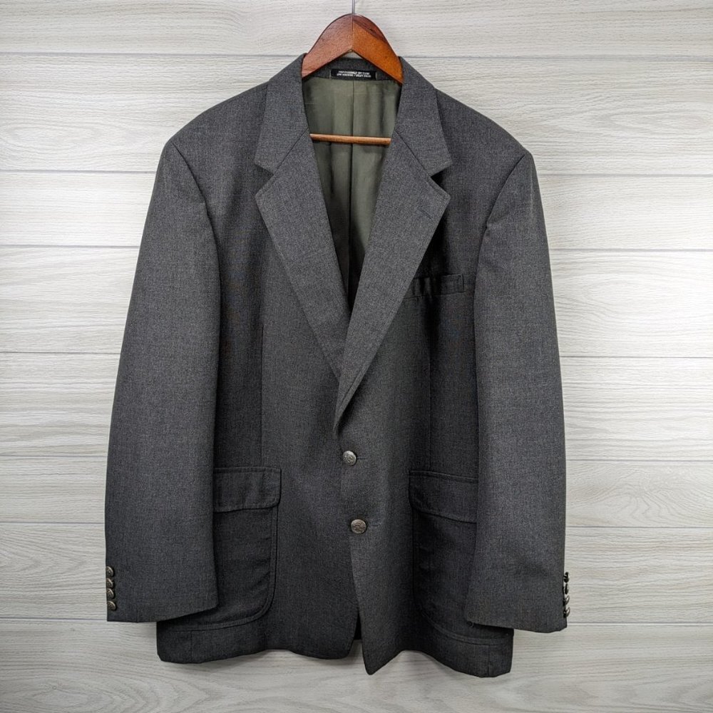 Vintage Christian Brooks Gray Wool Sport Coat Size 44S